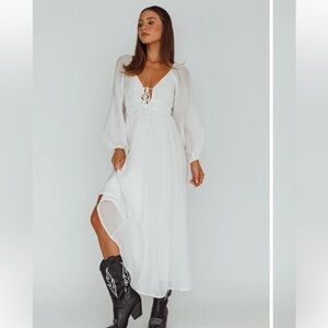 Selfie Leslie White Long Sleeve Dress